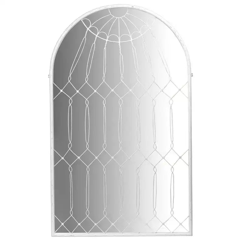Miroir mural décoratif en fer forgé en forme de cage arquée