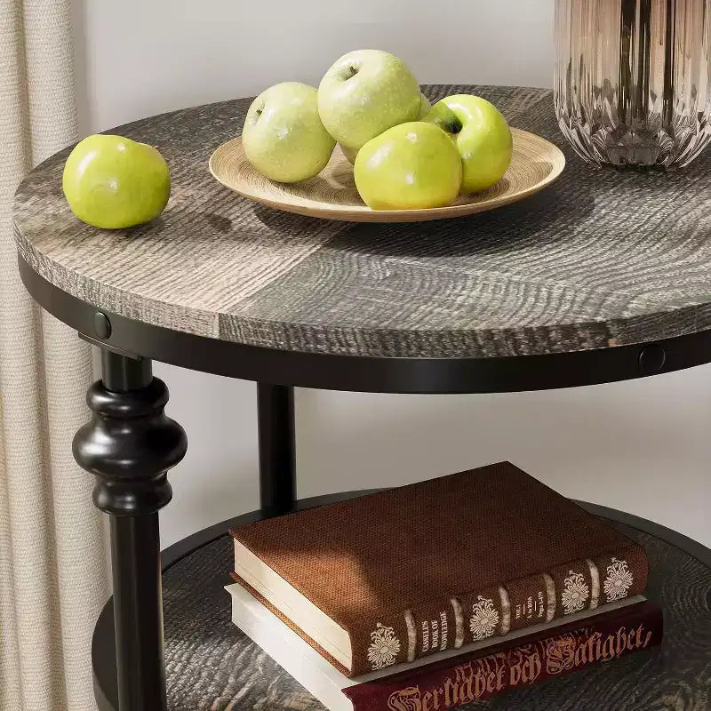 Table d'appoint ronde à 3 niveaux avec cadre en acier, table de chevet multi-niveaux pour chambre et salon