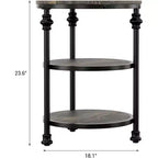 Table d'appoint ronde à 3 niveaux avec cadre en acier, table de chevet multi-niveaux pour chambre et salon