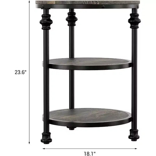 Table d'appoint ronde à 3 niveaux avec cadre en acier, table de chevet multi-niveaux pour chambre et salon