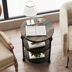 Table d'appoint ronde à 3 niveaux avec cadre en acier, table de chevet multi-niveaux pour chambre et salon