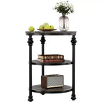 Table d'appoint ronde à 3 niveaux avec cadre en acier, table de chevet multi-niveaux pour chambre et salon