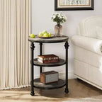 Table d'appoint ronde à 3 niveaux avec cadre en acier, table de chevet multi-niveaux pour chambre et salon