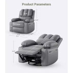 Fauteuil de massage inclinable et chauffant - Fauteuil à bascule pivotant à 360° pour salon (gris)