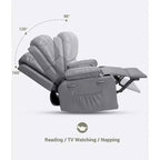 Fauteuil de massage inclinable et chauffant - Fauteuil à bascule pivotant à 360° pour salon (gris)