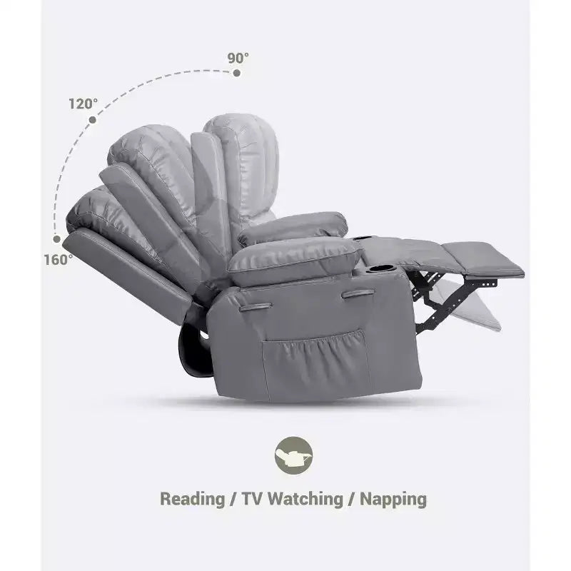 Fauteuil de massage inclinable et chauffant - Fauteuil à bascule pivotant à 360° pour salon (gris)
