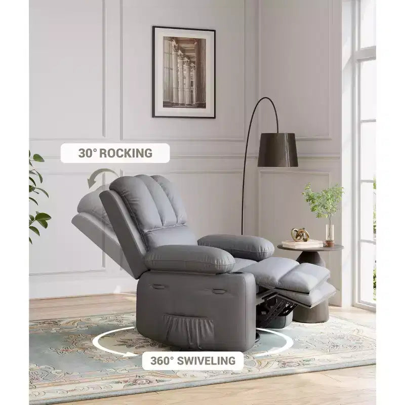 Fauteuil de massage inclinable et chauffant - Fauteuil à bascule pivotant à 360° pour salon (gris)