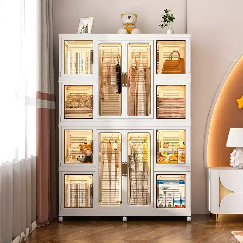 Armoire portative, 12 portes magnétiques, 12 cubes et 2 tringles de suspension