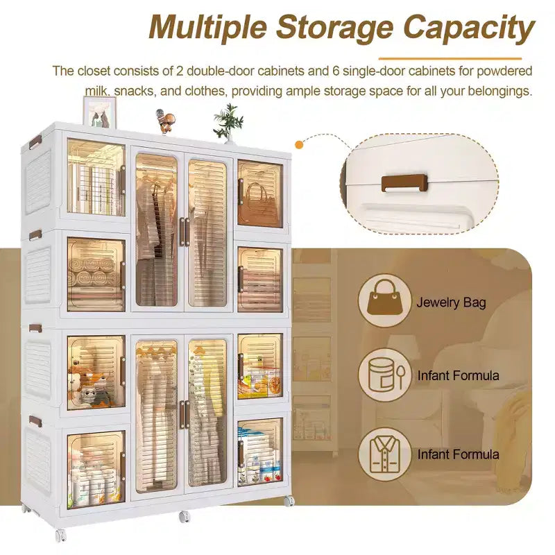 Armoire portative, 12 portes magnétiques, 12 cubes et 2 tringles de suspension