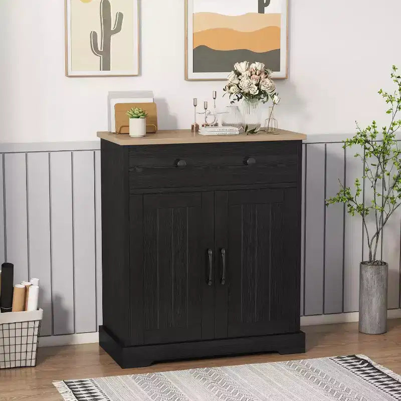 Meuble buffet avec rangement, armoire de rangement avec porte et étagère réglable, console de table basse d'appoint moderne