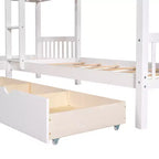 Lit superposé en L de taille double pour 4 personnes avec tiroirs de rangement