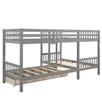 Lit superposé en L de taille double pour 4 personnes avec tiroirs de rangement