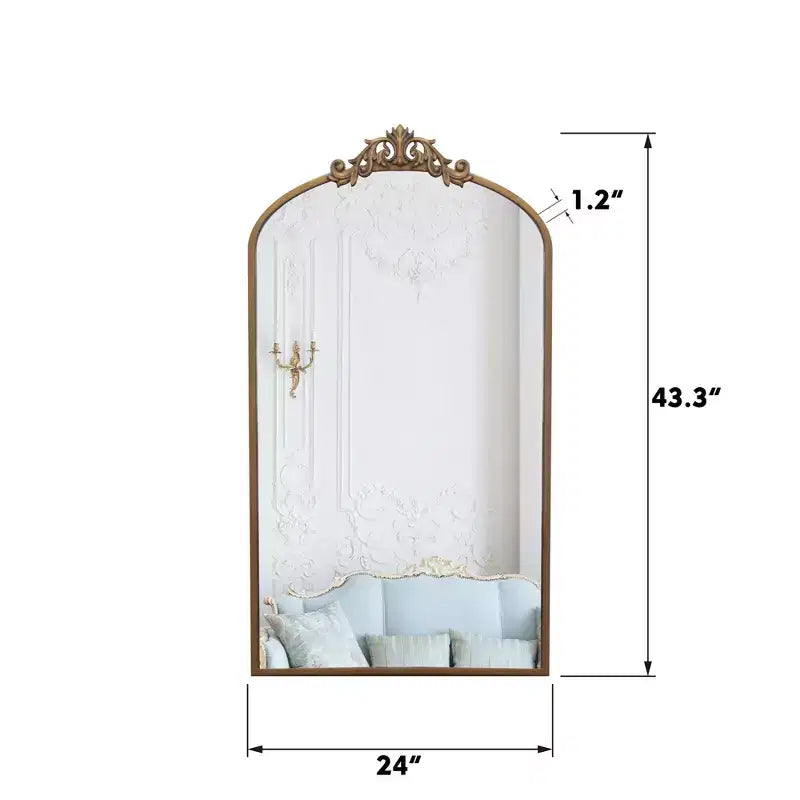 Miroir mural arqué vintage orné de 110 cm