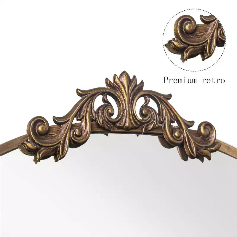 Miroir mural arqué vintage orné de 110 cm
