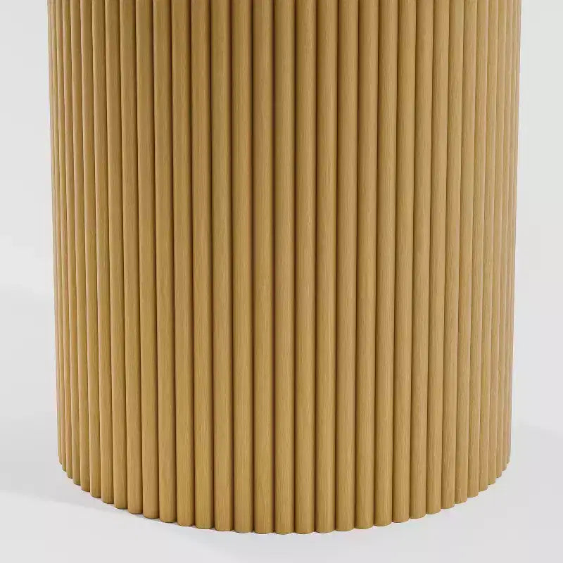 Table de salle à manger ronde 52" en bois massif avec piètement cannelé, 4 à 6 places, naturel