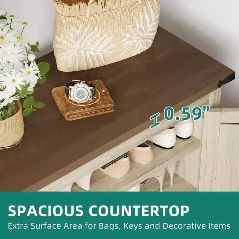 Étagère à chaussures en bois à 6 niveaux avec tablettes ajustables pour le rangement dans l'entrée