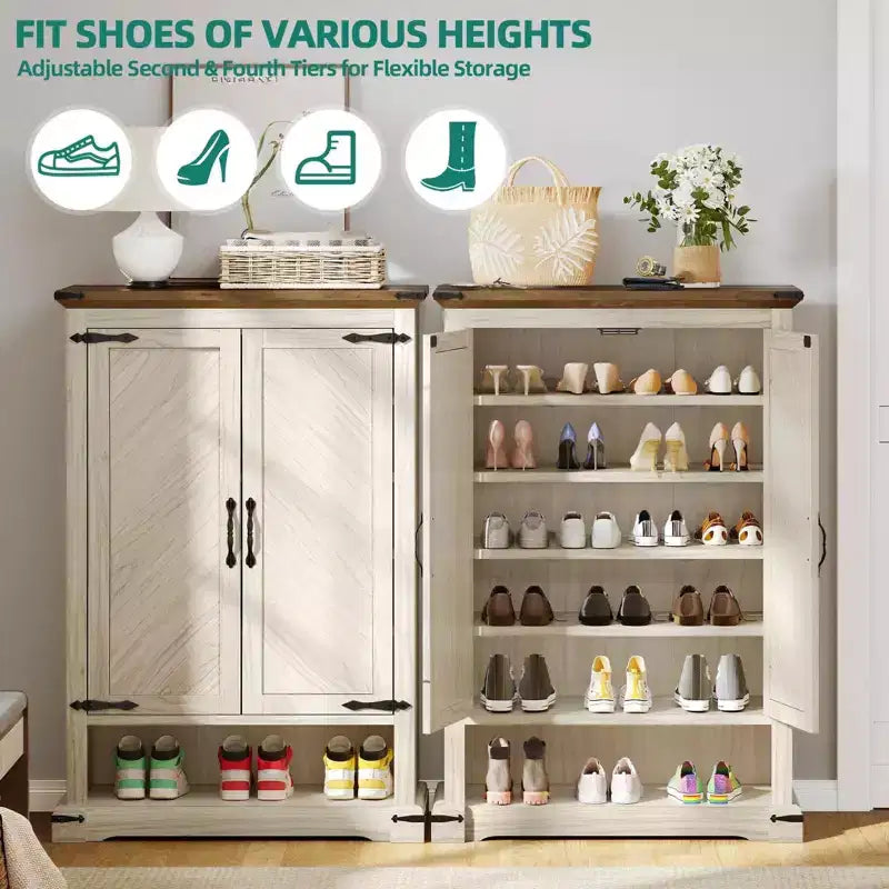 Étagère à chaussures en bois à 6 niveaux avec tablettes ajustables pour le rangement dans l'entrée