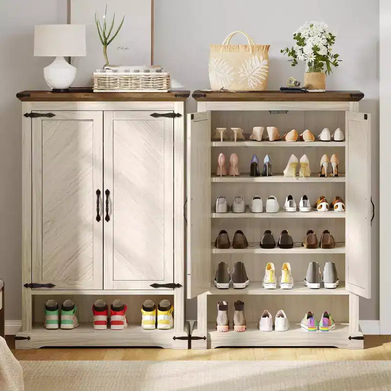 Étagère à chaussures en bois à 6 niveaux avec tablettes ajustables pour le rangement dans l'entrée