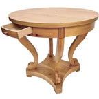 Table de salle à manger ronde Nicolas Farmhouse avec 2 tiroirs et pieds incurvés