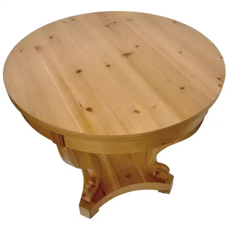 Table de salle à manger ronde Nicolas Farmhouse avec 2 tiroirs et pieds incurvés