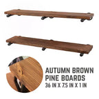 Étagères murales Autumn Brown de 91 cm avec supports droits, style tuyau industriel