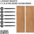 Étagères murales Autumn Brown de 91 cm avec supports droits, style tuyau industriel
