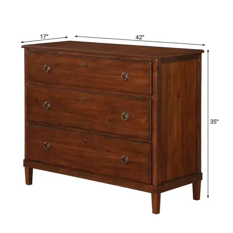 Commode en bois d'acacia à 3 tiroirs de 42 po