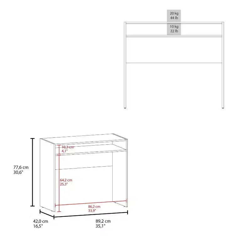 Bureau debout minimaliste de 89,1 cm avec étagères de rangement, bureau d'ordinateur pour salon et salle de lecture
