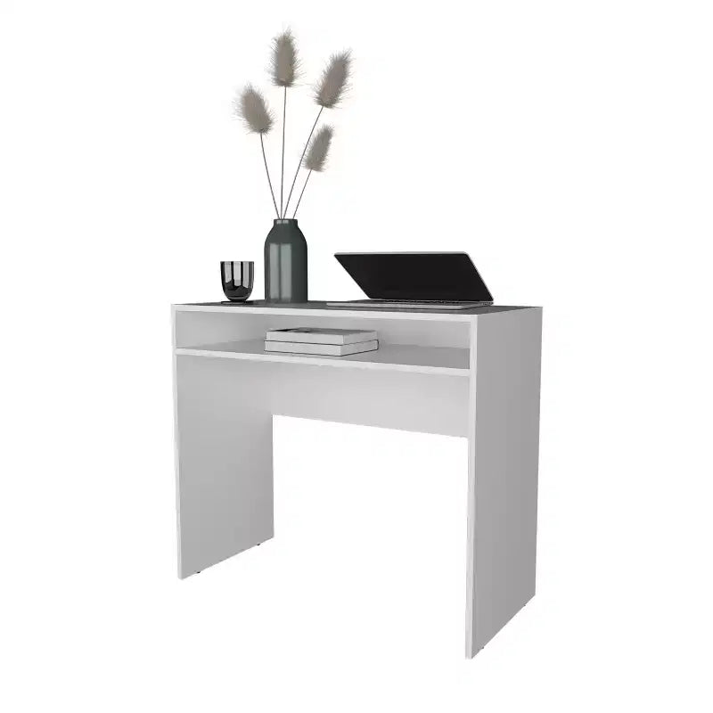 Bureau debout minimaliste de 89,1 cm avec étagères de rangement, bureau d'ordinateur pour salon et salle de lecture