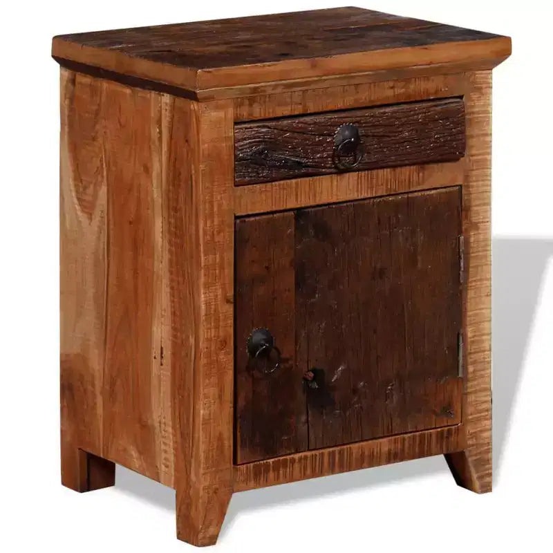 Table de chevet petite taille en acacia massif marron et bois recyclé