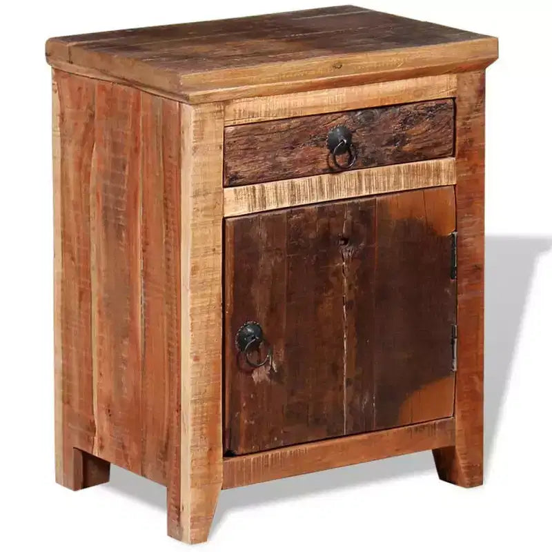 Table de chevet petite taille en acacia massif marron et bois recyclé