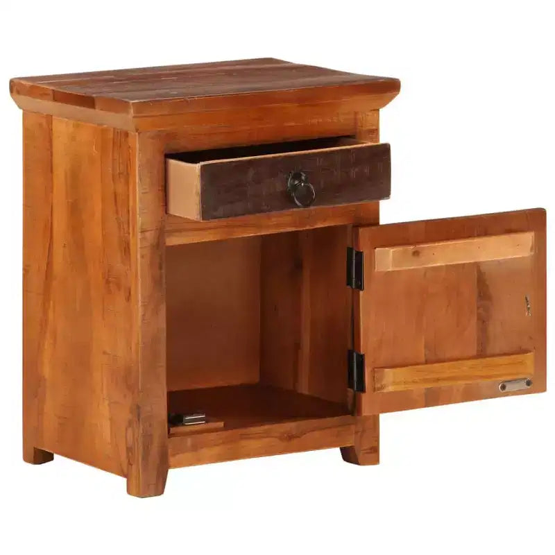 Table de chevet petite taille en acacia massif marron et bois recyclé