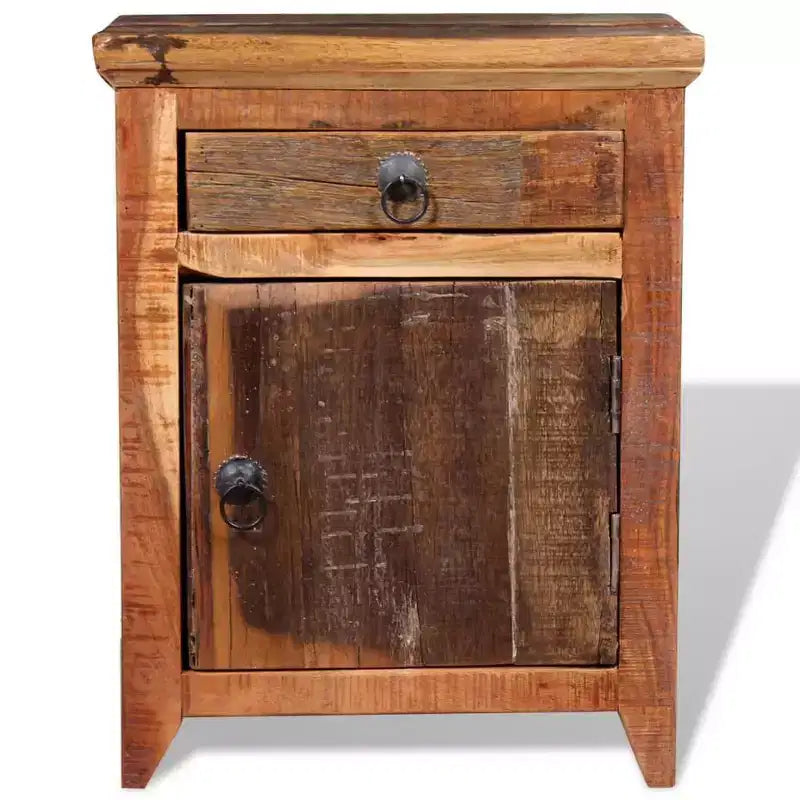 Table de chevet petite taille en acacia massif marron et bois recyclé