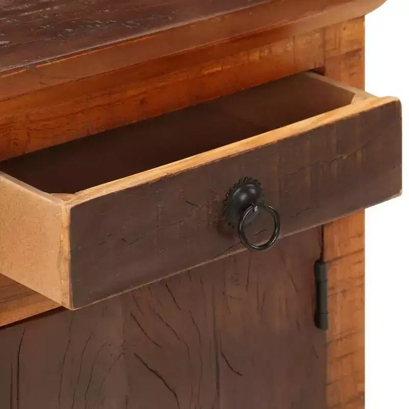 Table de chevet petite taille en acacia massif marron et bois recyclé