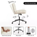 Chaise de bureau croisée avec assise large, roulettes et pivotement à 360°, coussin épais pour le bureau à domicile