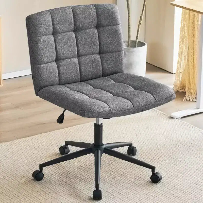 Chaise de bureau croisée avec assise large, roulettes et pivotement à 360°, coussin épais pour le bureau à domicile