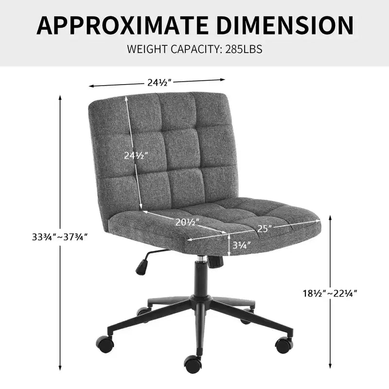 Chaise de bureau croisée avec assise large, roulettes et pivotement à 360°, coussin épais pour le bureau à domicile