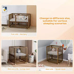 Lit de bébé convertible 8-en-1 avec 2 matelas, se transforme en berceau, lit d'enfant et parc.