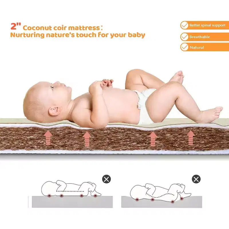 Lit de bébé convertible 8-en-1 avec 2 matelas, se transforme en berceau, lit d'enfant et parc.
