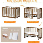 Lit de bébé convertible 8-en-1 avec 2 matelas, se transforme en berceau, lit d'enfant et parc.
