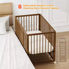 Lit de bébé convertible 8-en-1 avec 2 matelas, se transforme en berceau, lit d'enfant et parc.