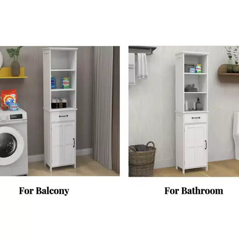 Meuble de rangement de salle de bain étroit Helmsley avec étagères réglables et tiroir