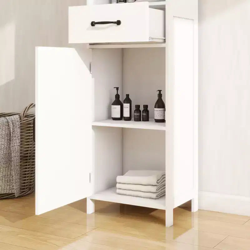 Meuble de rangement de salle de bain étroit Helmsley avec étagères réglables et tiroir