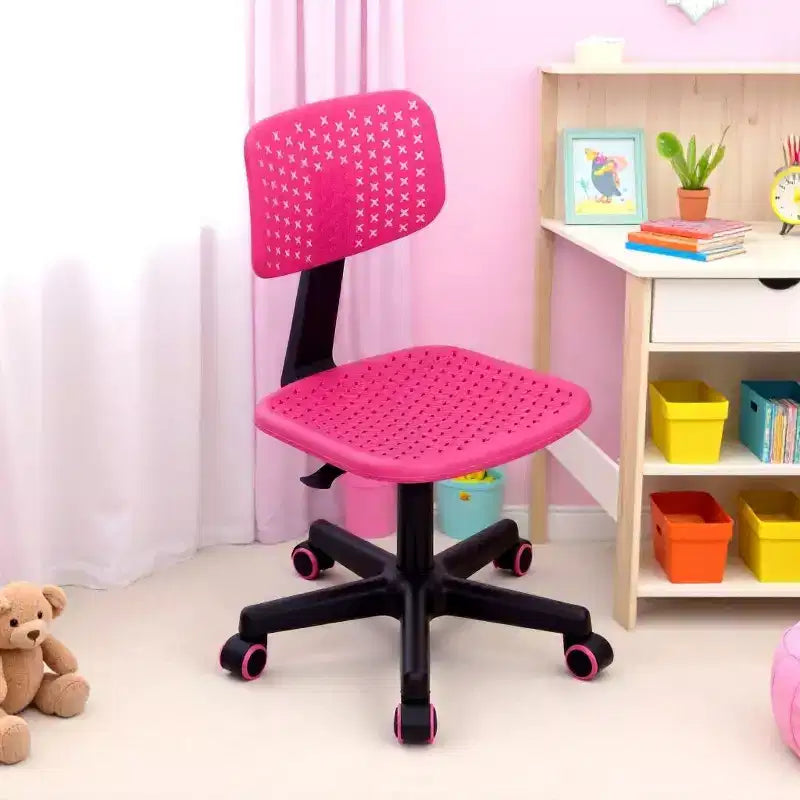 Chaise de bureau pivotante réglable pour enfants, dortoirs et bureaux à domicile, rose
