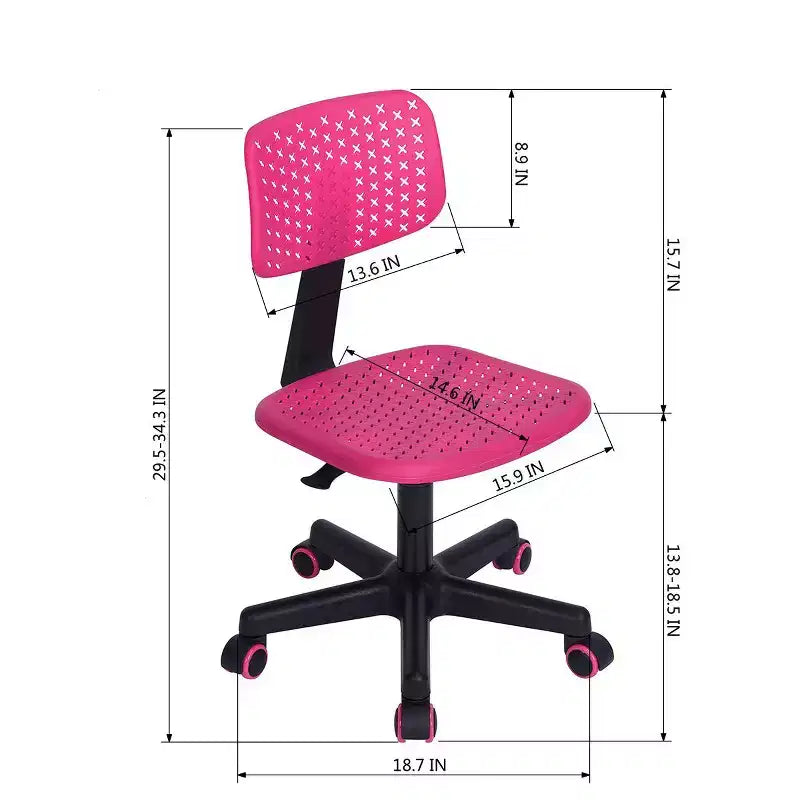 Chaise de bureau pivotante réglable pour enfants, dortoirs et bureaux à domicile, rose