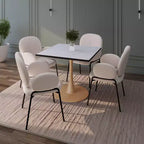 Table de salle à manger carrée Bristol 27" avec plateau en MDF blanc marbré et pied central en acier