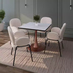 Table de salle à manger carrée Bristol 27" avec plateau en MDF blanc marbré et pied central en acier