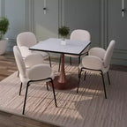 Table de salle à manger carrée Bristol 27" avec plateau en MDF blanc marbré et pied central en acier