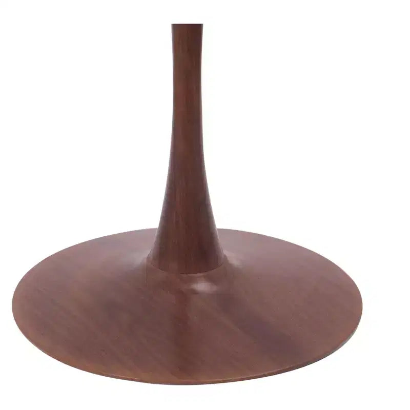 Table de salle à manger carrée Bristol 27" avec plateau en MDF blanc marbré et pied central en acier