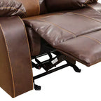 Canapé inclinable 3 places en cuir respirant avec table basse réversible pour salon – Marron